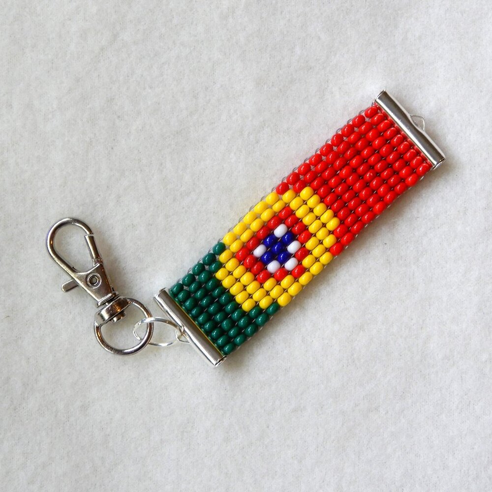 Portugal Portugese flag bead keychain & bracelet, glass seed beads, handmade